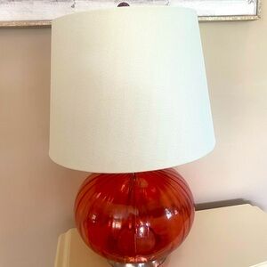 Silver and Pink Glass Plug In Lamp